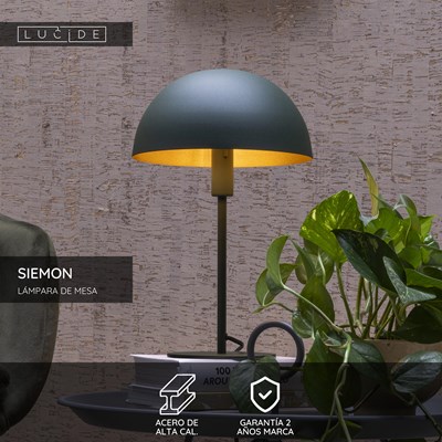 Lucide SIEMON - Lámpara de mesa - Ø 25 cm - 1xE14 - Verde